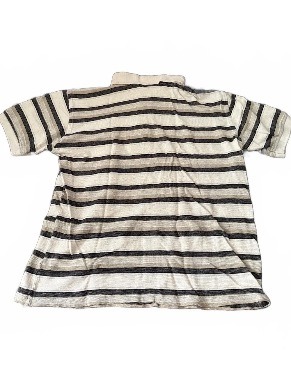 Polo Ralph Lauren Striped Polo Shirt Mens Med. Beige Brown Short Sleeve Classic